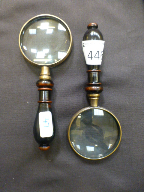 Two 2'' plated magnifying glasses