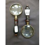 Two 2'' plated magnifying glasses