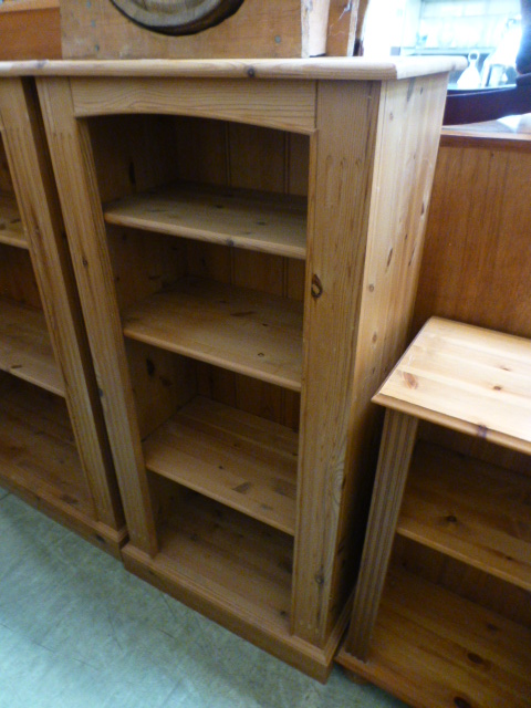 A modern pine open bookcase