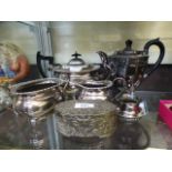 An assortment of silver plated items to