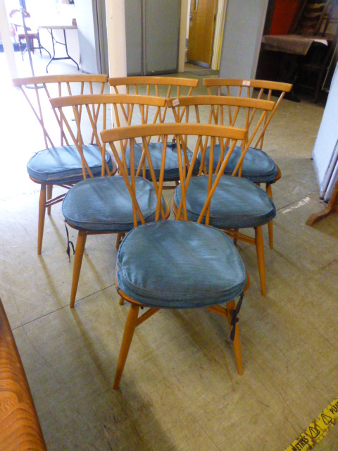 A set of six light Ercol Windsor lattice