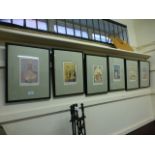 A set of six framed and glazed prints af