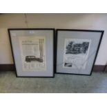 Two framed and glazed prints on motoring
