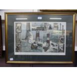 A framed and glazed print depicting the