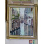 A gilt framed oil on board of Venice sce