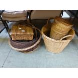 A selection of wicker baskets, boxes etc