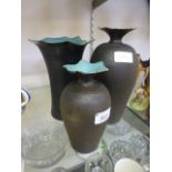 Three Conwy pottery vases