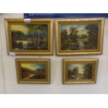 A set of four gilt framed oil on canvass
