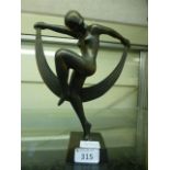 An Art Deco style bronze model of a nude