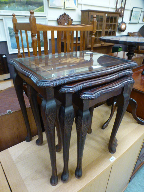 A nest of three reproduction mahogany ta