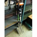 A stainless digging fork and spade