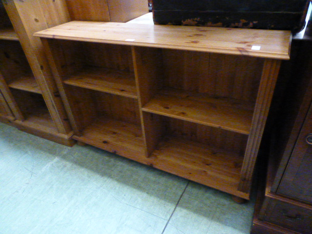 A modern pine open bookcase