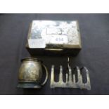 A silver hallmarked cigar box together w