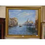 A gilt framed oil on board of Vienna can