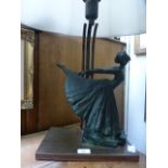A table lamp with cast figure of balleri