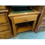 A modern pine single drawer bedside cabi