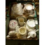 Two trays of tableware to include Meakin