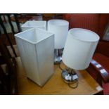 A selection of modern table lamps having