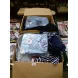 Two boxes of assorted as new clothing to