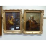 A pair of gilt framed prints after Rembr