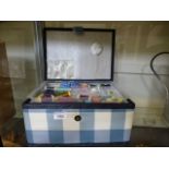 A mid 20th century sewing box with conte