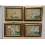 A set of four framed and glazed Japanese