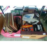 Two trays of LPs and 45 RPM records by v