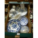 A tray of blue and white Enoch Wedgwood