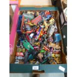 A tray of play worn die cast vehicles
