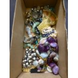 A carton of assorted jewellery and watch