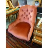 A late Victorian button back tub chair