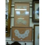 Two framed and glazed mounted lace displ