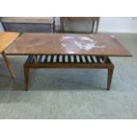 A 20th century coffee table, the teal ve