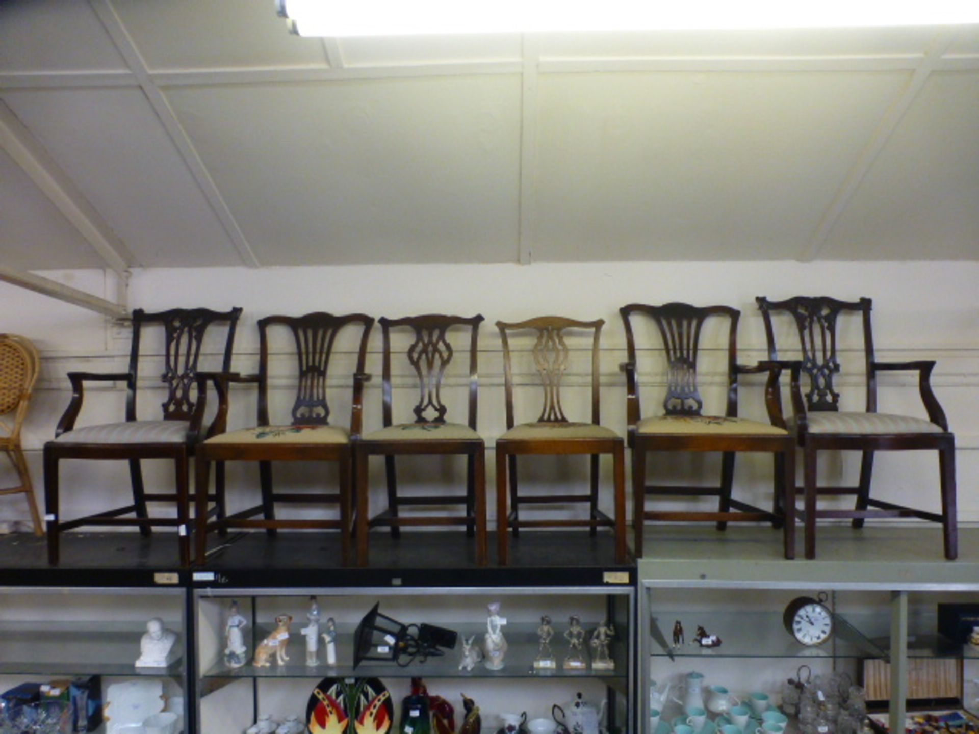 Six 18th century style mahogany chairs,