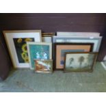 A selection of framed oils, watercolours
