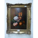 A gilt framed oil on canvas of still lif