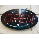An LED 'OPEN' sign