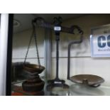 A set of cast iron balance scales with w