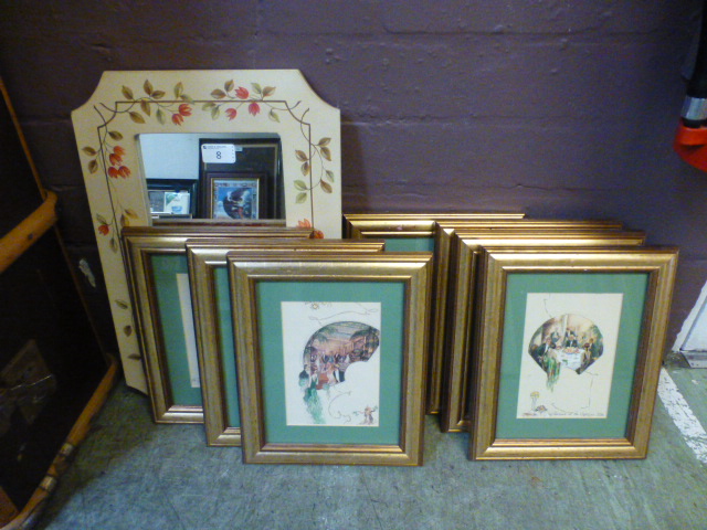 A set of seven gilt framed and glazed pr