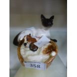 A Beswick model of a Siamese cat togethe