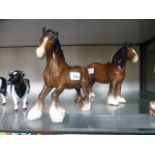 Two Beswick heavy horses