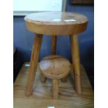 Two primitive elm stools