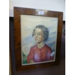 A framed and glazed watercolour of young