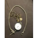 A silver hallmarked fob watch along with