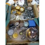 Two trays containing metal and plated wa