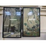 A pair of framed and glazed oriental nee