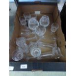 A tray containing cut glass etc.