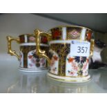 Two Royal Crown Derby imari pattern mugs