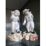 A pair of 19th century Belleek figures o