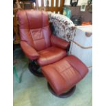 A Stressless reclining chair along with